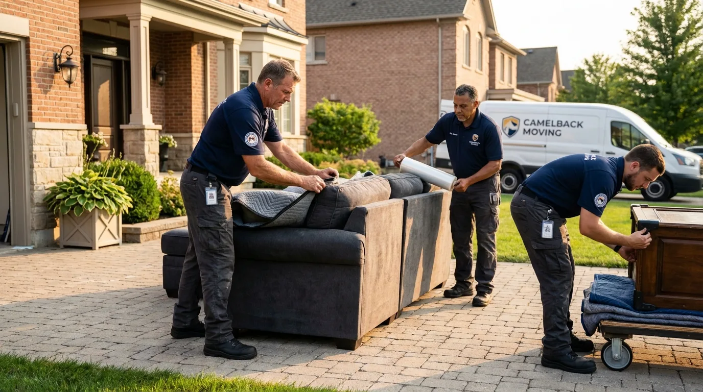 Large estate moving crew wrapping furniture in Harrogate, TN