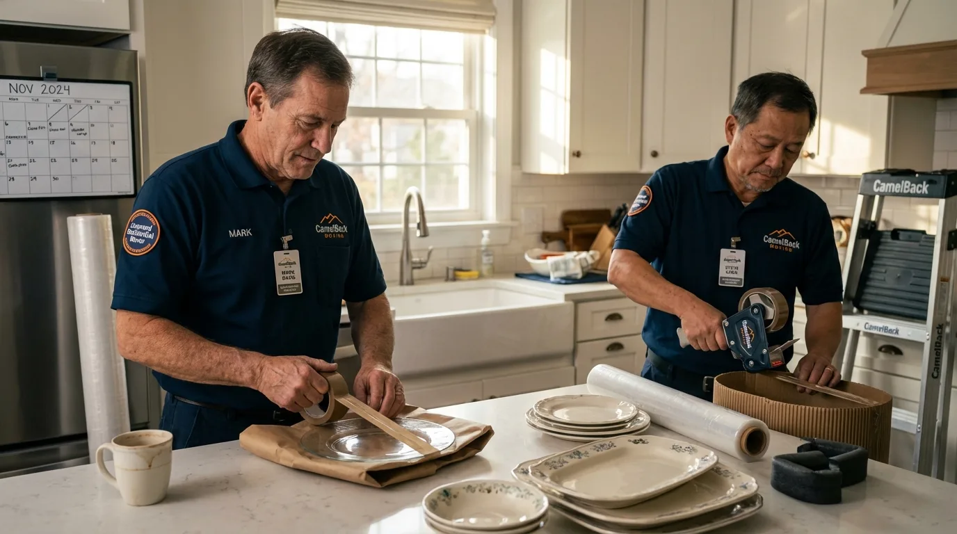 Professional crew packing kitchen dishware in Harrogate, TN